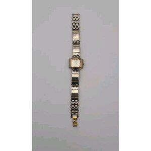 Vtg‎ Vivani Gold And Silver Tone Stainless Square Face Watch Japan Movt Accutime